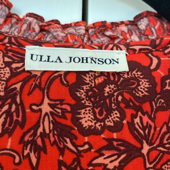 Ulla Johnson Mini Ruffle Liv Dress Size 2 Red Floral Pint Mini Dress Long Sleeve - Picture 8 of 14